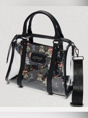 Ed Hardy Josie Clear Tote Crossbody Bag with Interior Pouch & Guitar NWT